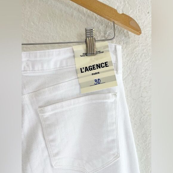 L’Agence Cotton White High Rise Wide Leg Stretch Slim Sandy Jeans White 30 NWT - Picture 5 of 8